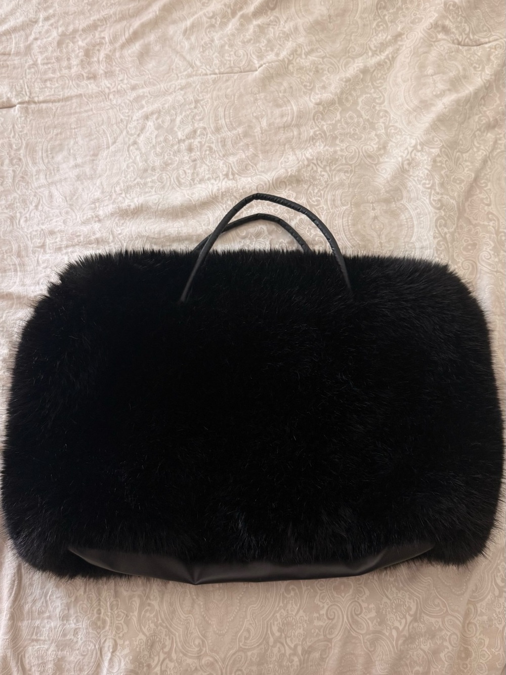 AKIRA Black oversized Faux Fur Tote